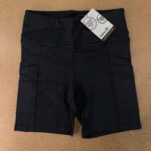 ChinFun Women's Size Small Black High Waisted Side Pocket Bike Yoga Shorts NWT